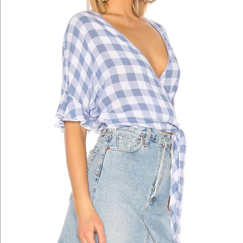 Rails Check Athena Wrap Top Periwinkle Size Xs - image 4